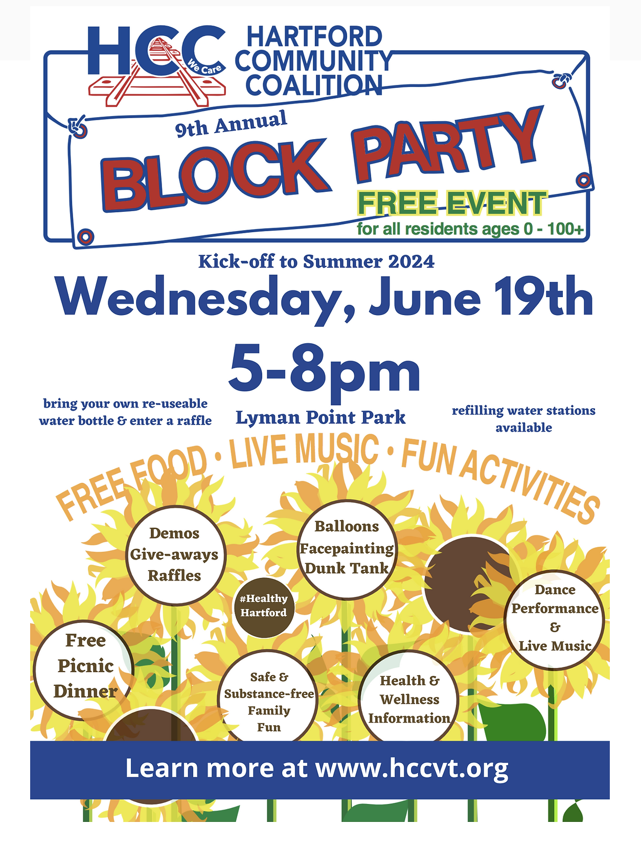 inforgraphic for the Hartford Community Coalition Block Party